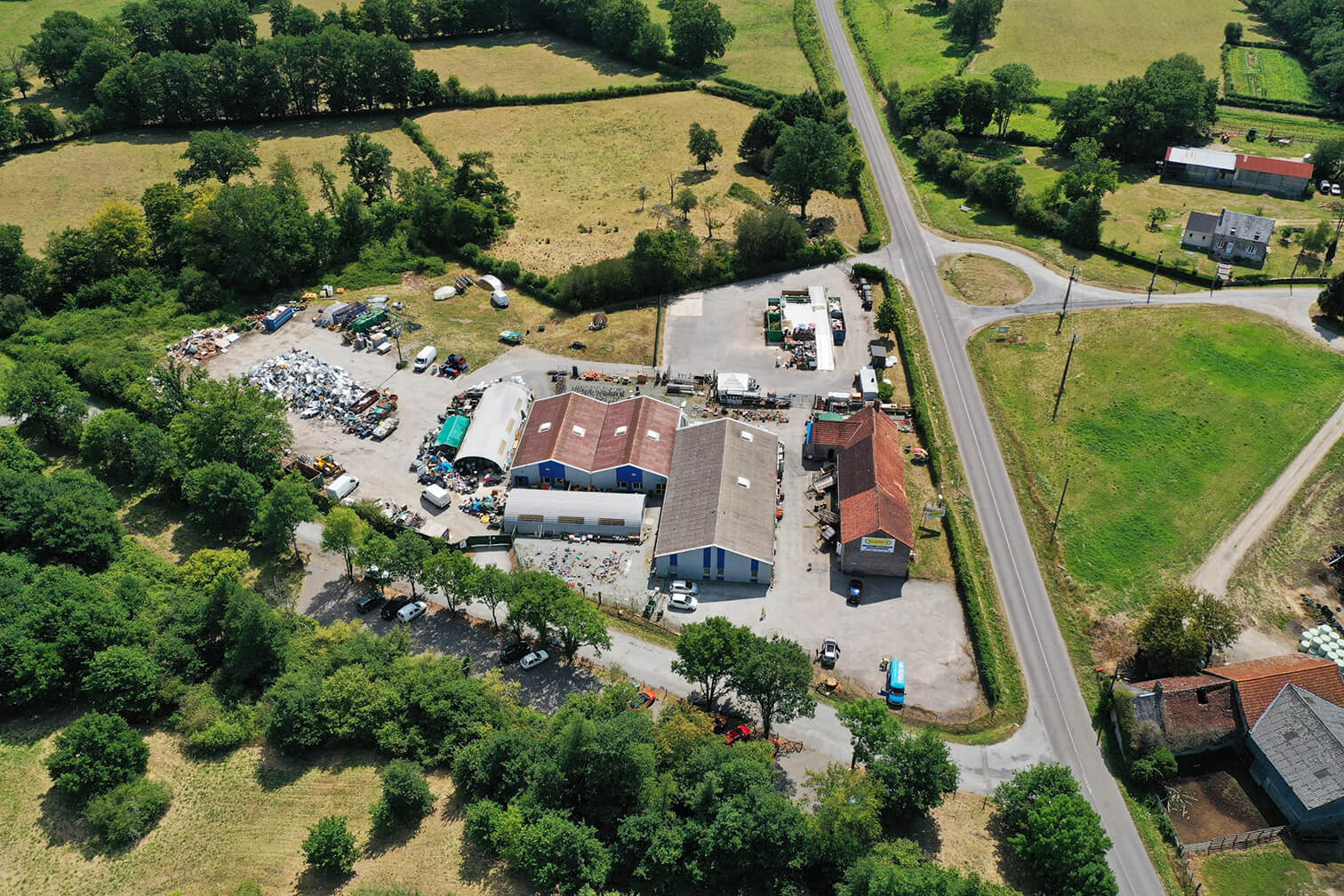 Vue générale du site de la ressourcerie Maximum, photo par drone en juillet 2022